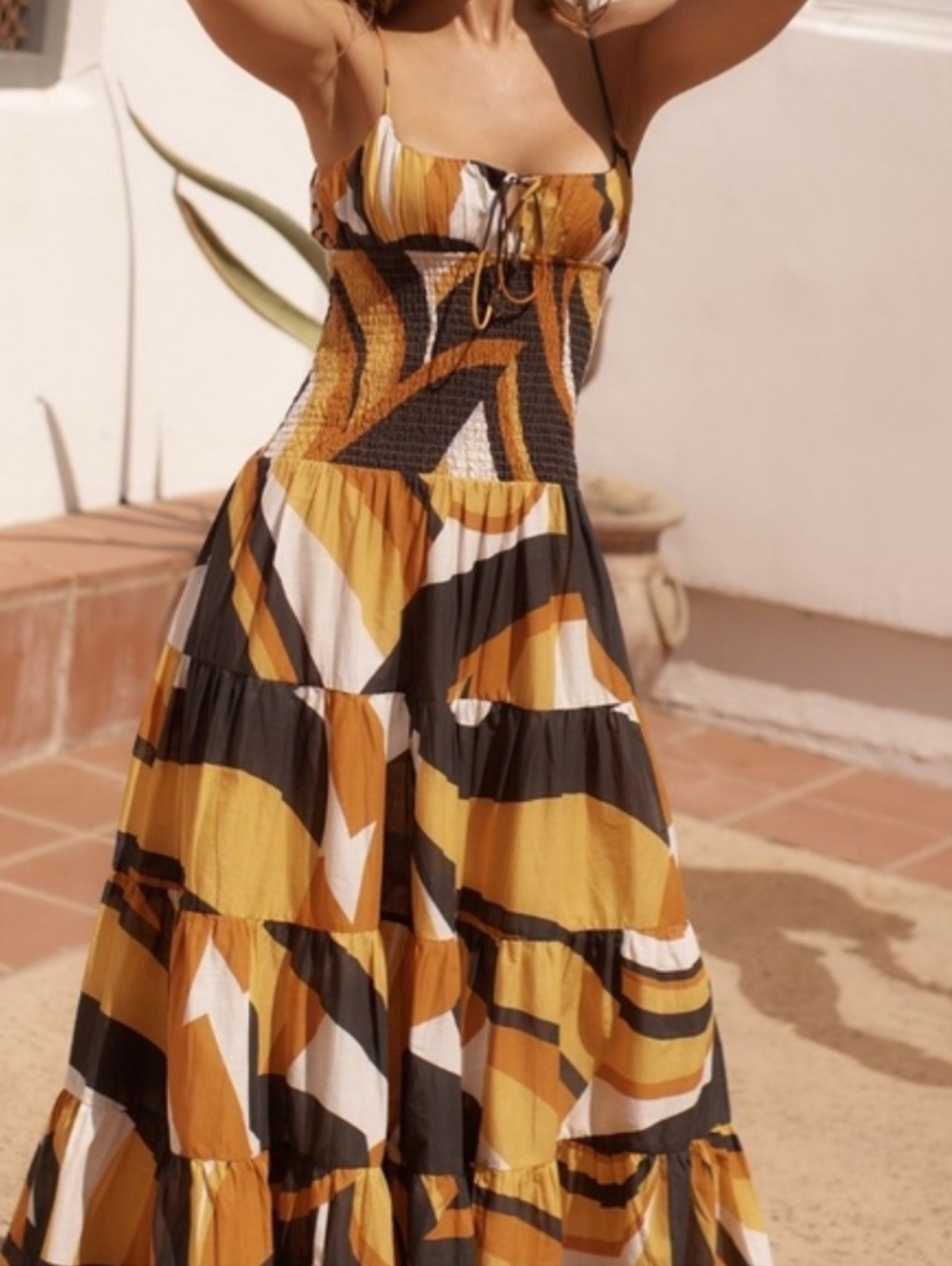 NWT Anthropologie The Josephine Smocked Drop- Waist dress. Size LP